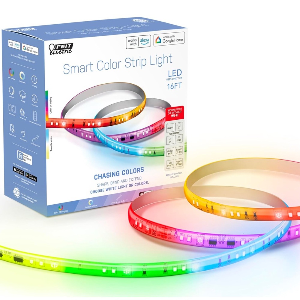 Brand New,Feit Electric 16 ft Color Changing Plug-In LED Smart Wi-Fi Light Strip